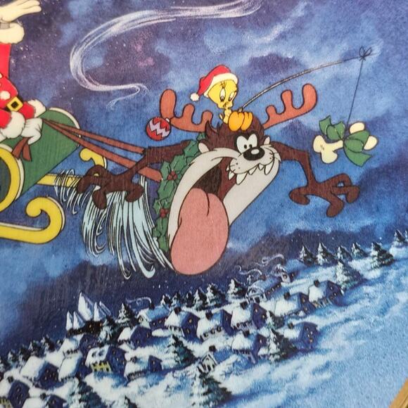 Looney Toons Vintage Collectible Plate 8" What's Up Santa 1993 Bugs Bunny Taz - Picture 5 of 9